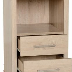 Seconique Furniture Lisbon 2 Drawer 1 Shelf Bedside Cabinet Light Oak