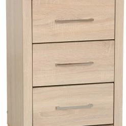 Seconique Furniture Lisbon 3 Drawer Bedside Chest Light Oak Baths