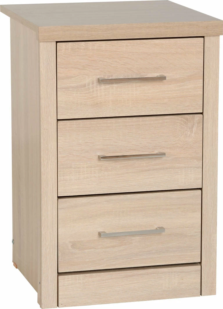 Seconique Furniture Lisbon 3 Drawer Bedside Chest Light Oak Baths