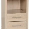 Seconique Furniture Lisbon 2 Drawer 1 Shelf Bedside Cabinet Light Oak