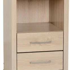 Seconique Furniture Lisbon 2 Drawer 1 Shelf Bedside Cabinet Light Oak