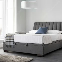 Kaydian Lanchester Elephant Artemis Grey Fabric Storage Ottoman Bed Frame Beds