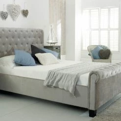Furn Beds Libbie Silver Fabric Bed
