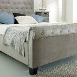 Furn Beds Libbie Silver Fabric Bed