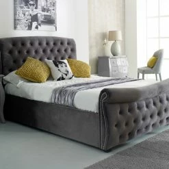 Furn Beds Luccay Silver Fabric Bed