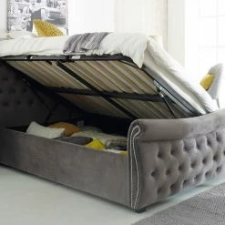 Furn Beds Luccay Silver Fabric Bed