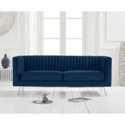 Mark Harris Furniture Danielle Blue Velvet 2 Seater Sofa Baths