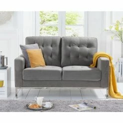 Baths Mark Harris Furniture Lillian Grey Velvet 2 Seater Sofa