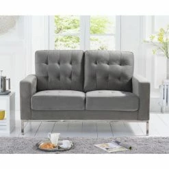 Baths Mark Harris Furniture Lillian Grey Velvet 2 Seater Sofa