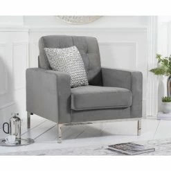 Mark Harris Furniture Lillian Grey Velvet Armchair Baths