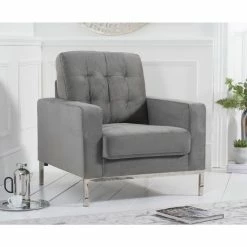 Mark Harris Furniture Lillian Grey Velvet Armchair Baths