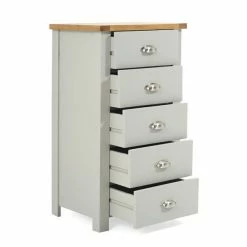 Mark Harris Furniture Sandringham Oak And Grey Tall 5 Drawer Chest