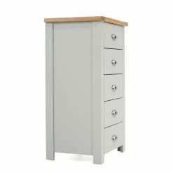 Mark Harris Furniture Sandringham Oak And Grey Tall 5 Drawer Chest