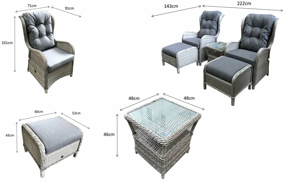 Baths Signature Weave Meghan Reclining Lounge Set