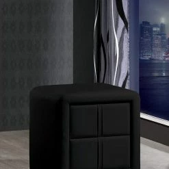Time Living Monaco Black Faux Leather Bedside Chest