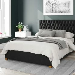 Better Bed Company Beds Better Reading Velvet Black Ottoman Bed