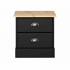Baths Steens Nola Black And Pine 2 Draw Bed Side Table
