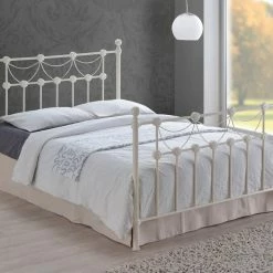 Time Living Omero Ivory Metal Bed Frame