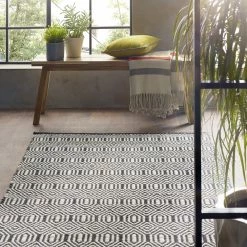 Origins Flatweave Geo Black / White Rug Baths