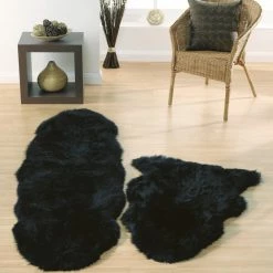 Origins Genuine Sheepskin Black Rug Baths