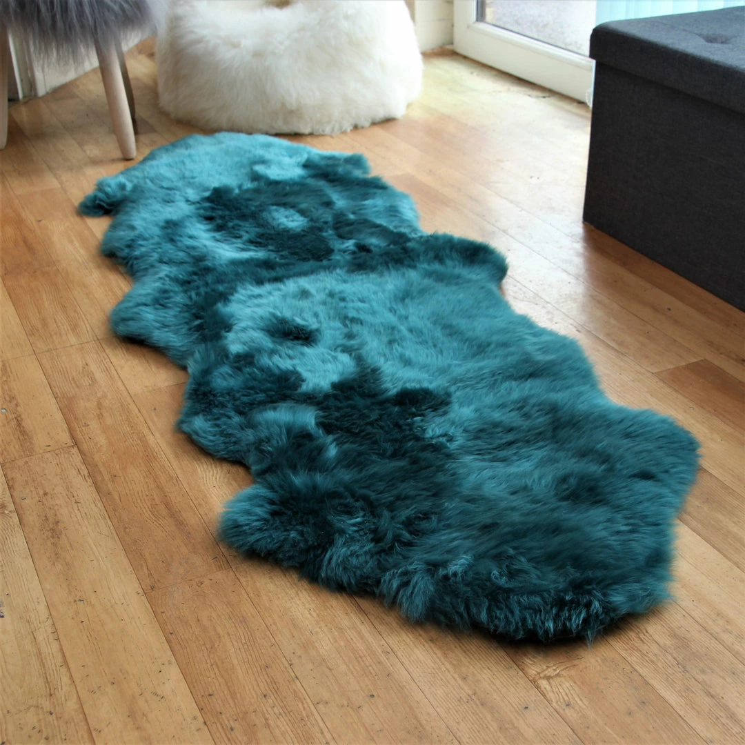 Origins Genuine Sheepskin Teal Rug Baths