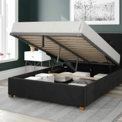 Better Bed Company Better Birmingham Velvet Black Ottoman Bed