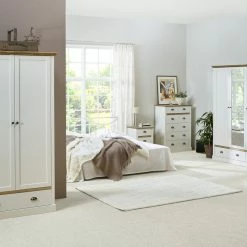 Steens Sandringham White And Pine 3 Door 2 Drawer Wardrobe Baths
