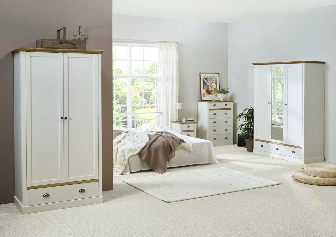 Steens Sandringham White And Pine 3 Door 2 Drawer Wardrobe Baths