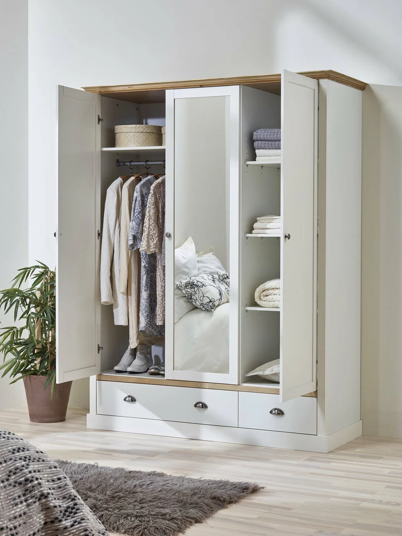 Steens Sandringham White And Pine 3 Door 2 Drawer Wardrobe Baths