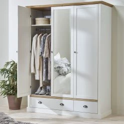 Steens Sandringham White And Pine 3 Door 2 Drawer Wardrobe Baths