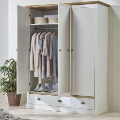 Steens Sandringham White And Pine 3 Door 2 Drawer Wardrobe Baths