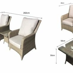 Baths Signature Weave Sarah High Back 3 Piece Lounge Set With Table