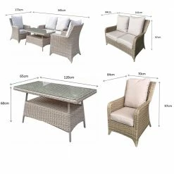 Baths Signature Weave Sarah Grey 4 Seat Sofa Set With High Coffee Table