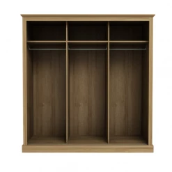 LPD Furniture Devon Oak 3 Door Sliding Mirror Wardrobe
