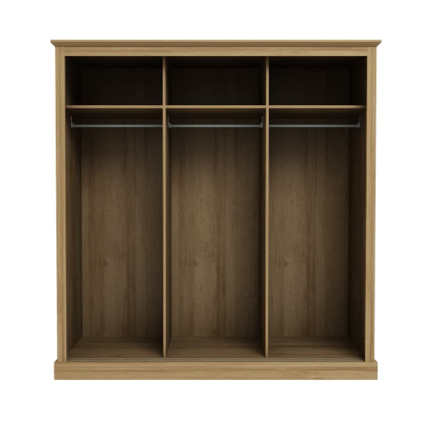 LPD Furniture Devon Oak 3 Door Sliding Mirror Wardrobe