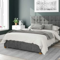 Better Bed Company Better Cheshire Velour Grey Ottoman Bed Beds