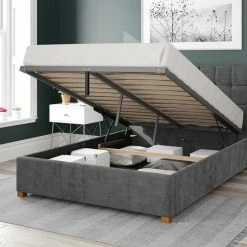 Better Bed Company Better Cheshire Velour Grey Ottoman Bed Beds