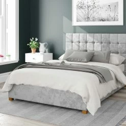 Better Bed Company Better Cheshire Velvet Grey Ottoman Bed