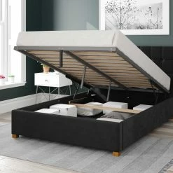 Better Bed Company Beds Better Cheshire Velvet Black Ottoman Bed