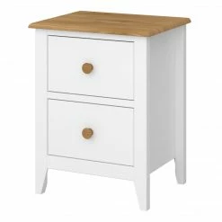 Steens Heston White And Pine 2 Draw Bed Side Table