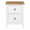 Steens Heston White And Pine 2 Draw Bed Side Table