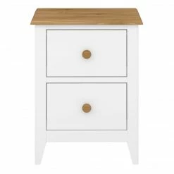 Steens Heston White And Pine 2 Draw Bed Side Table