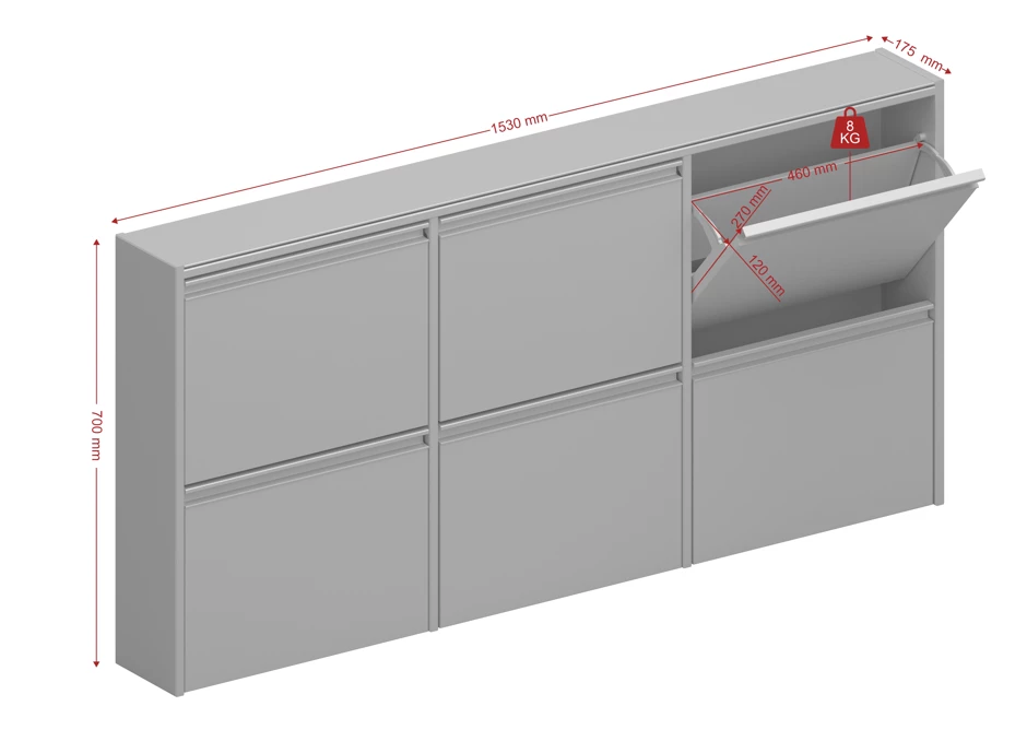 Baths Steens Skyline 6 Drawer Shoe Cabinet Black