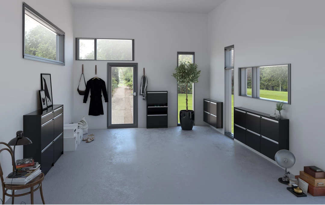 Baths Steens Skyline 6 Drawer Shoe Cabinet Black