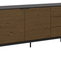 Steens Soma 2 Door 3 Drawer Sideboard Black And Pine