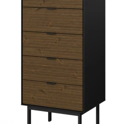 Steens Soma 5 Drawer Narrow Chest Black And Pine