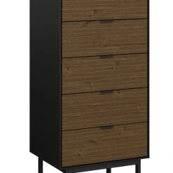 Steens Soma 5 Drawer Narrow Chest Black And Pine