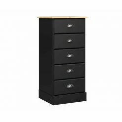 Baths Steens Nola Black And Pine 5 Drawer Chest Of Draws
