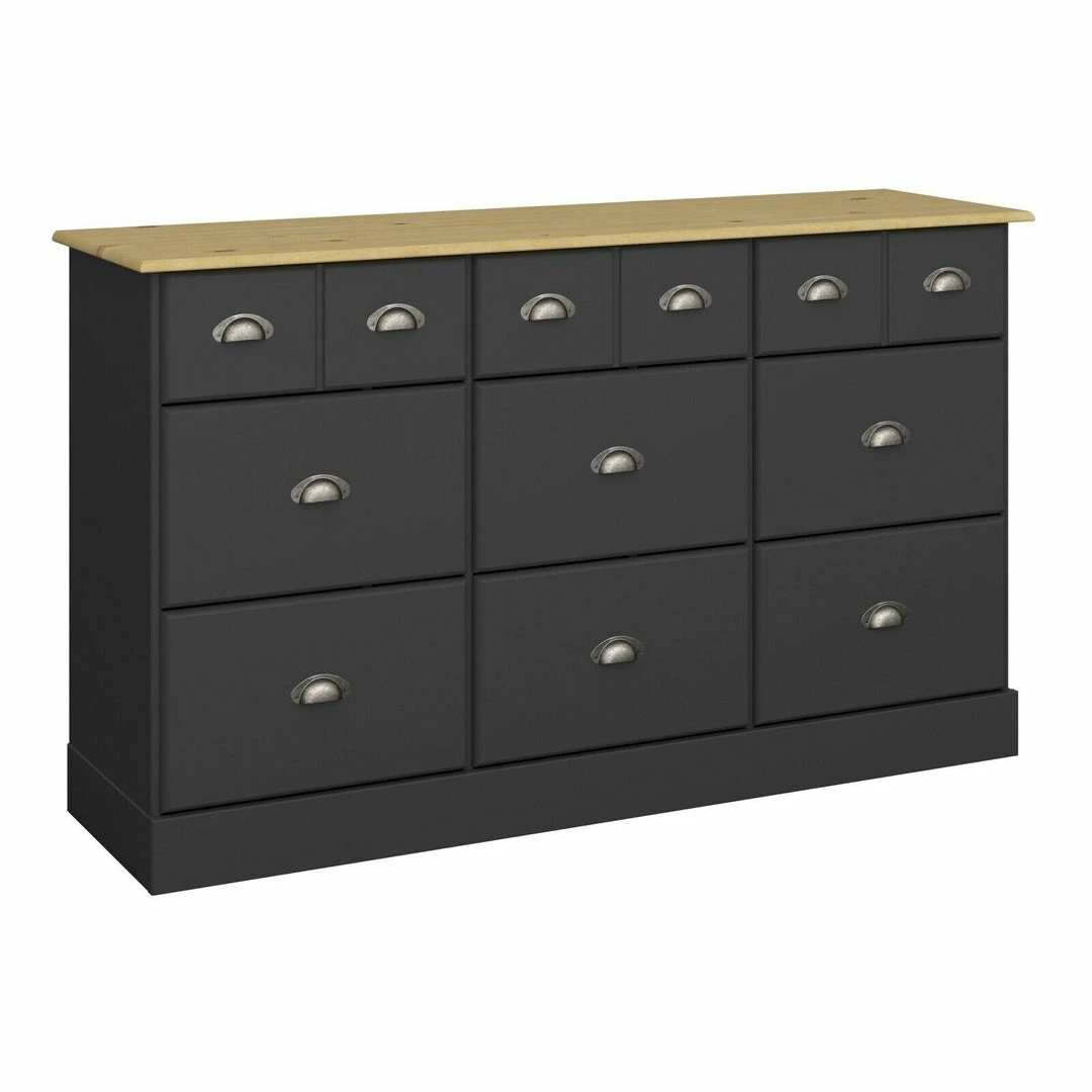 Steens Nola Black And Pine 6 + 3 Drawer Chest Baths