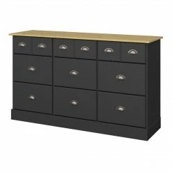 Steens Nola Black And Pine 6 + 3 Drawer Chest Baths